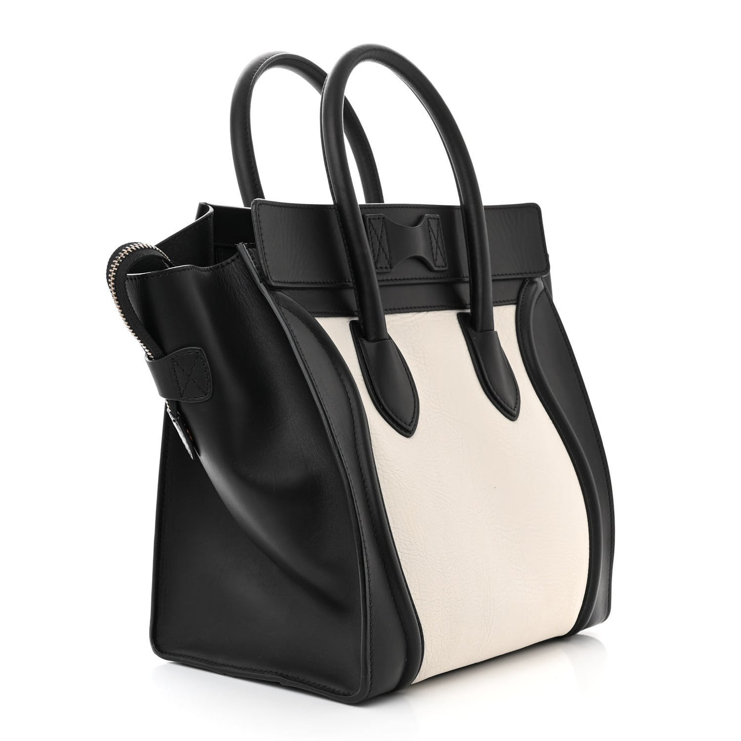 Elephant Calfskin Mini Bi-Color Luggage Black White