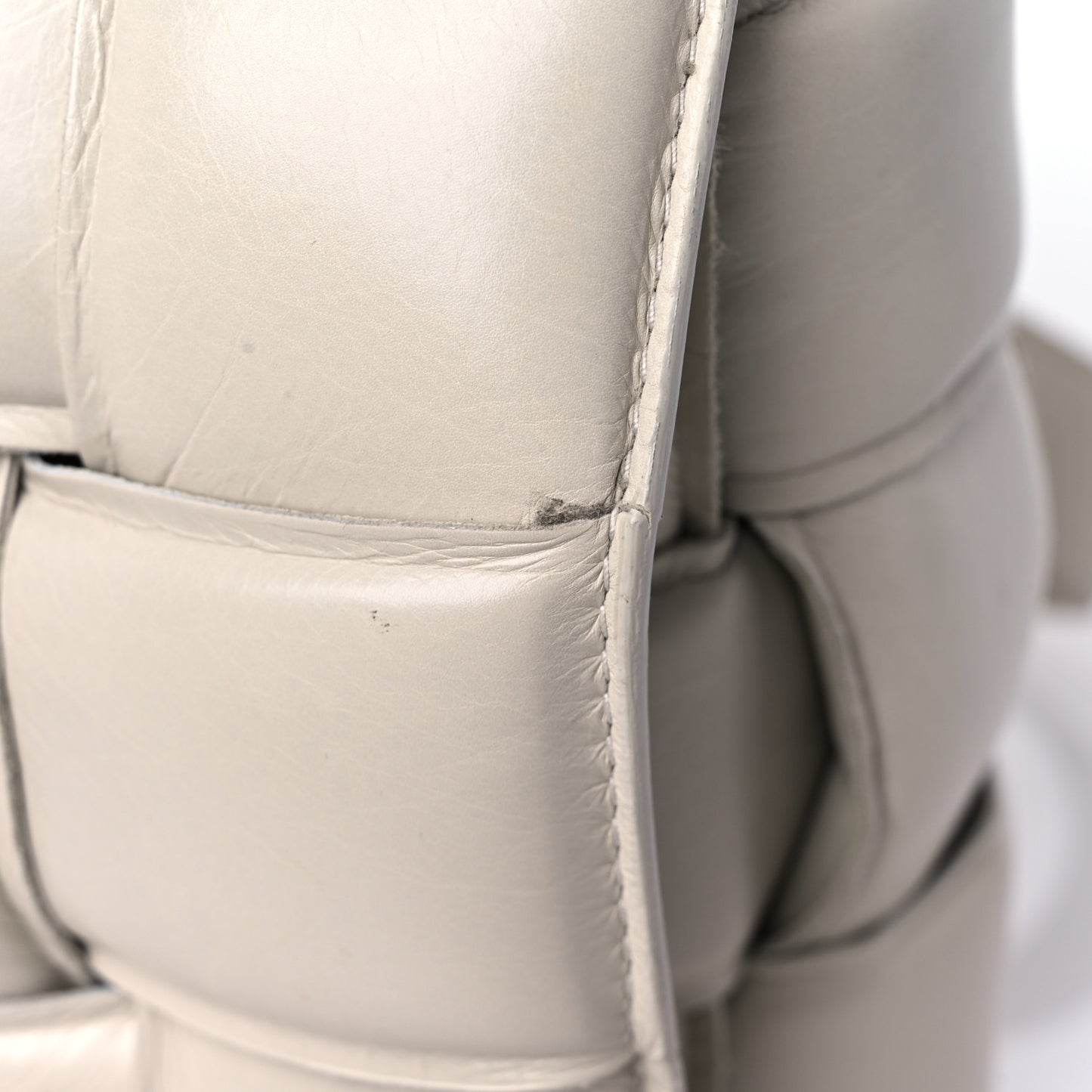Paper Calfskin Maxi Intreccio Padded Cassette Crossbody Bag Chalk