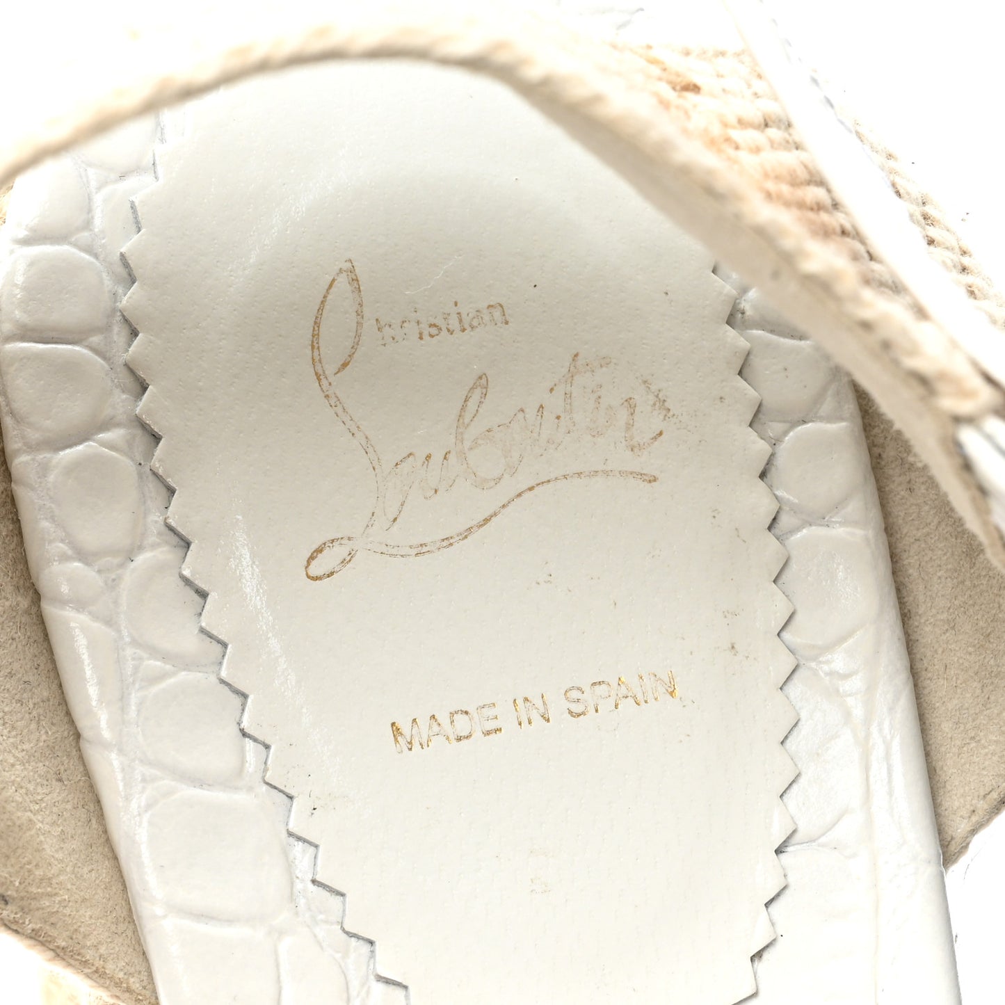 Calfskin Crocodile Embossed Amelia 90 Espadrille Wedges 39 White