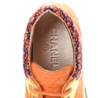 Chanel Tweed Lambskin Tennis Sneakers 36 Orange 7 of 9