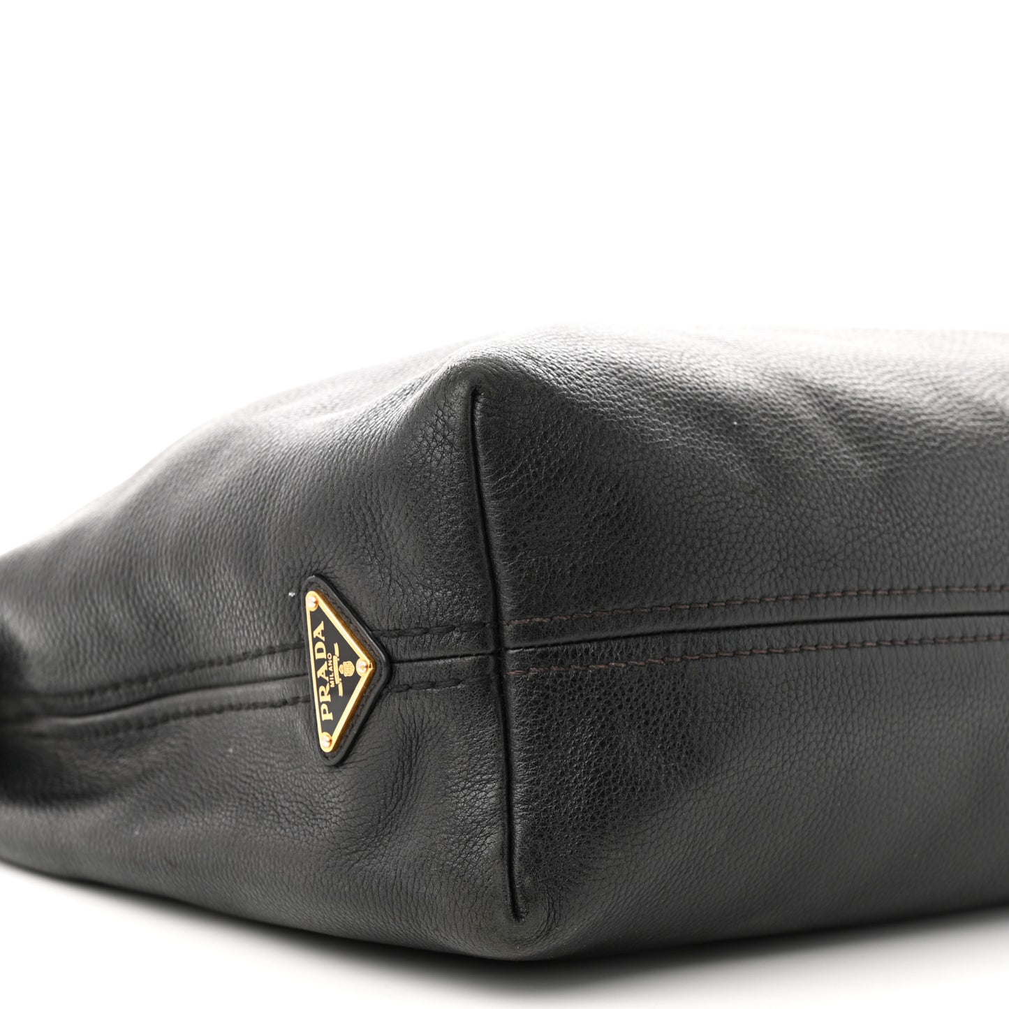 Vitello Daino Embossed Logo Hobo Black