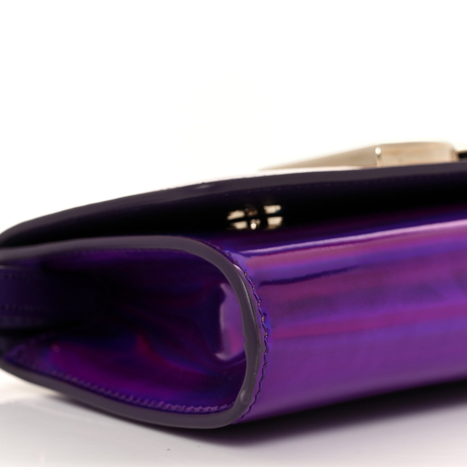 Dolce & Gabbana Holographic Patent Calfskin Strobo 3.5 Clutch Viola Medio 6 of 9