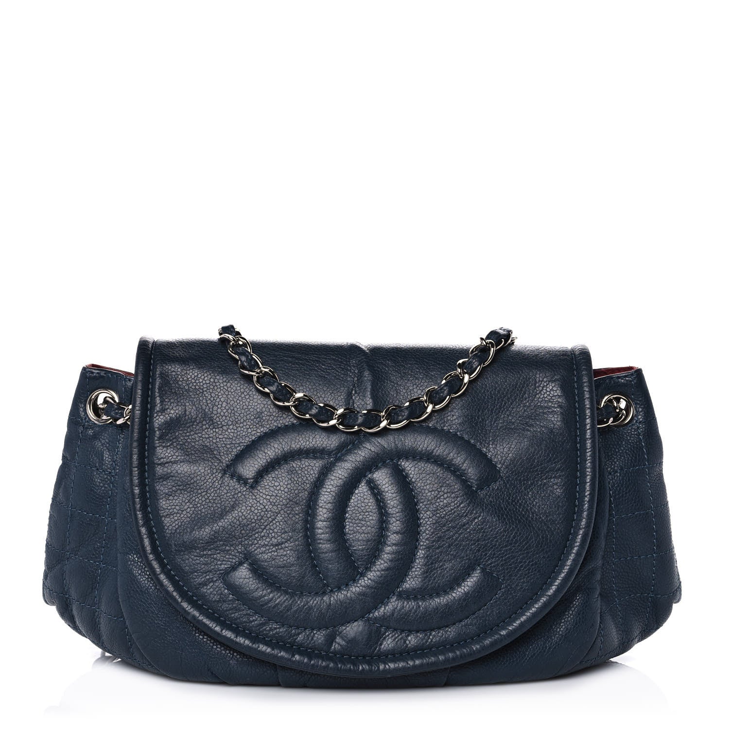 Chanel Caviar Half Moon Large Flap Navy 1 of 11