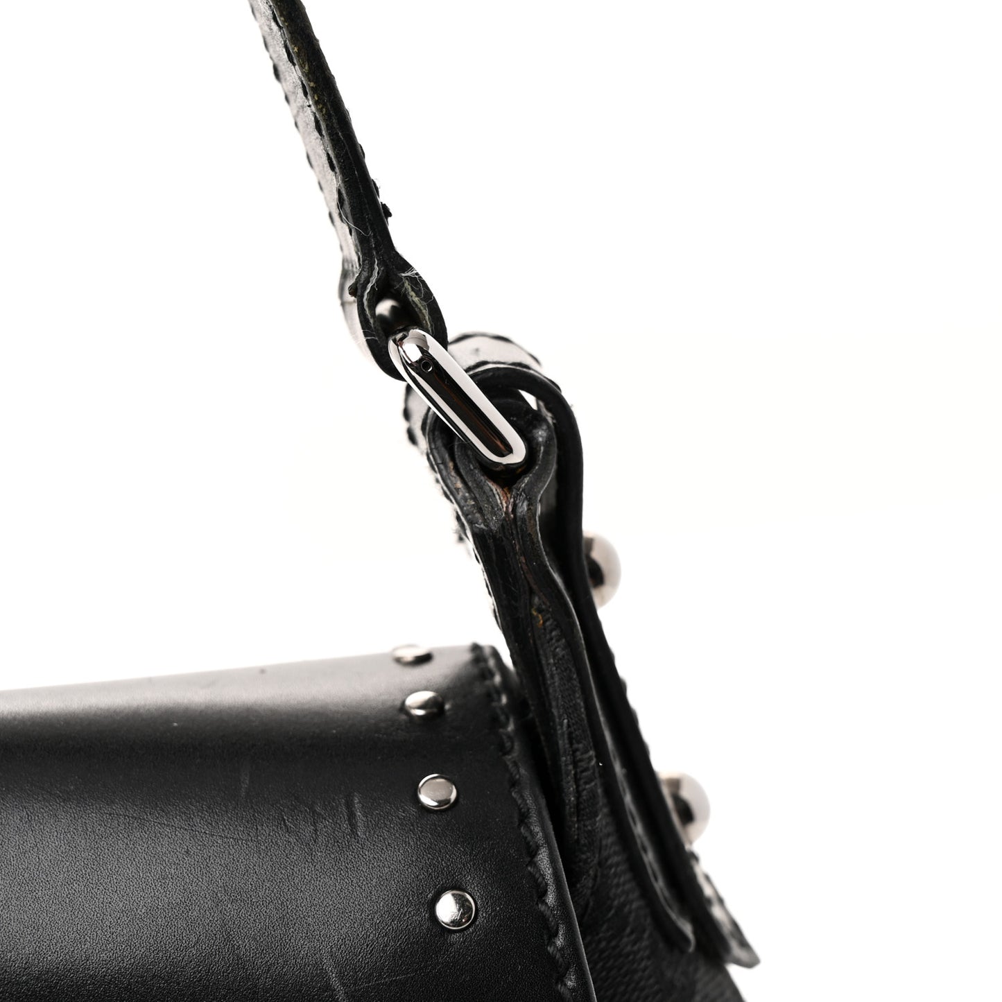 Monogram Horsebit Chain Studded Flap Shoulder Bag Black