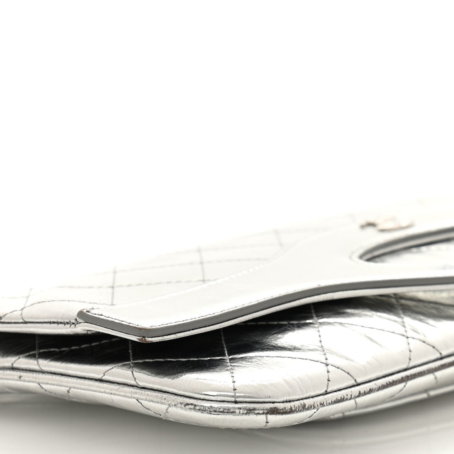 Metallic Crumpled Calfskin Small 31 Pouch Silver