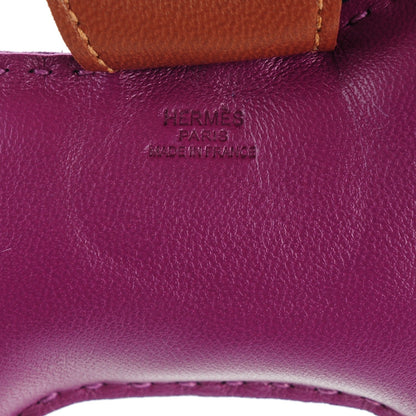 Hermes Milo Lambskin Grigri Rodeo Horse Bag Charm MM Anemone Bleu Izmir Fauve 3 of 4