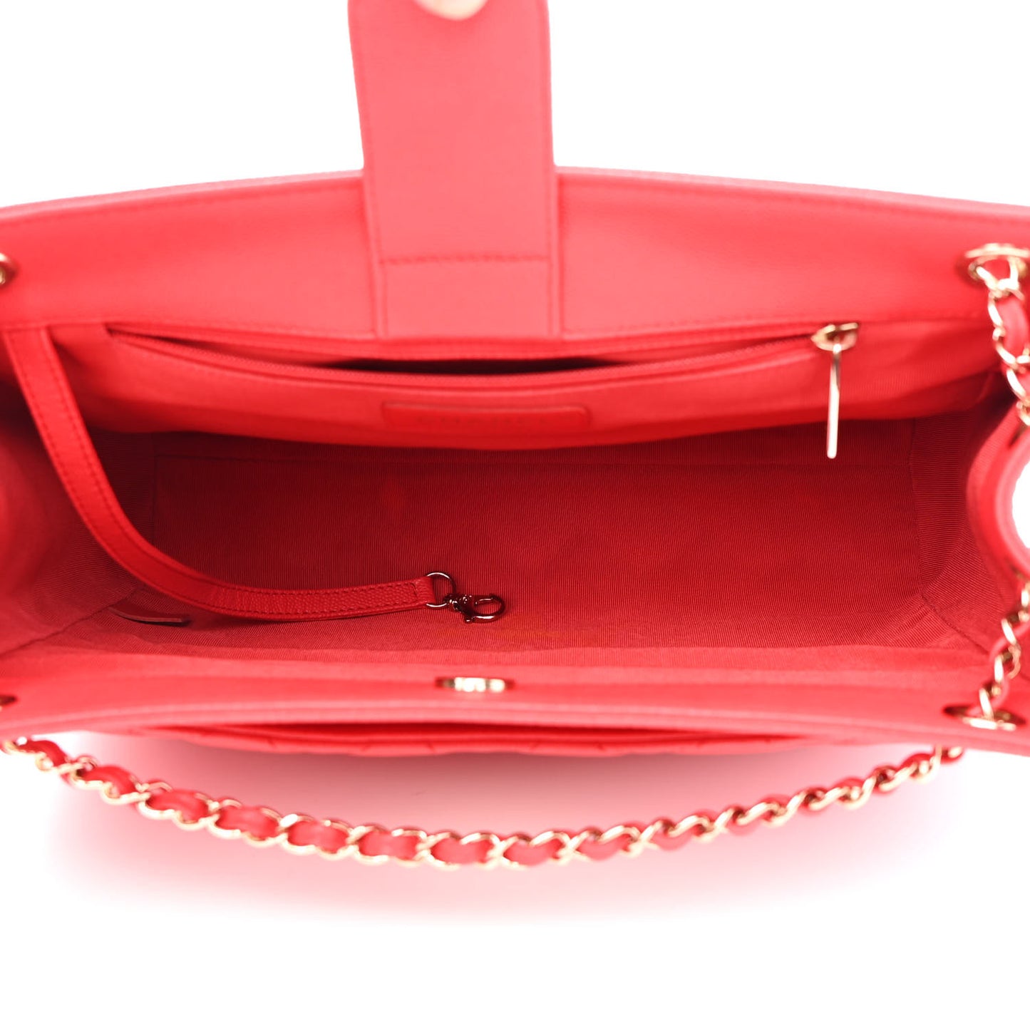 Caviar Quilted In Out Flap Shopping Tote Red