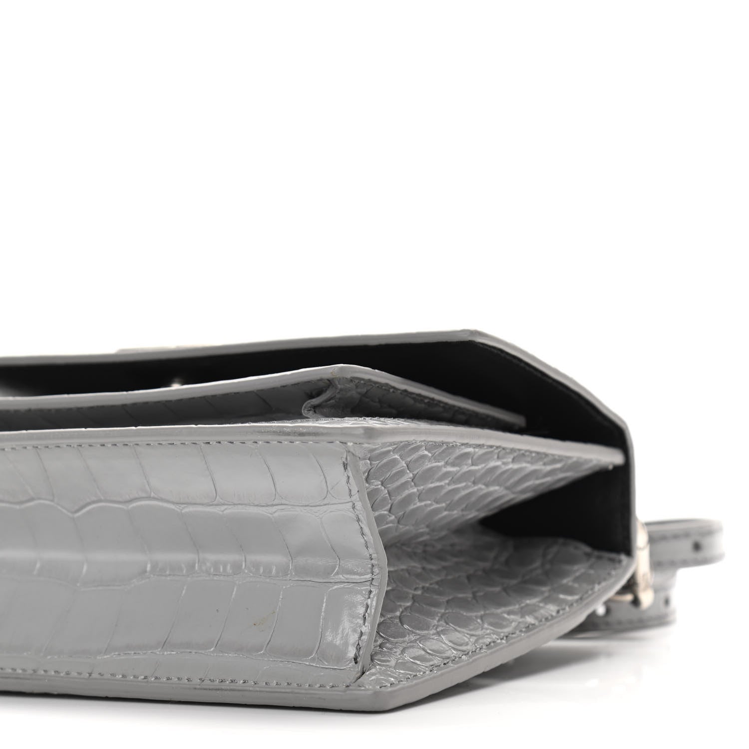 Balenciaga Shiny Calfskin Crocodile Embossed XS Sharp Top Handle Bag Balenciaga Grey 9 of 9