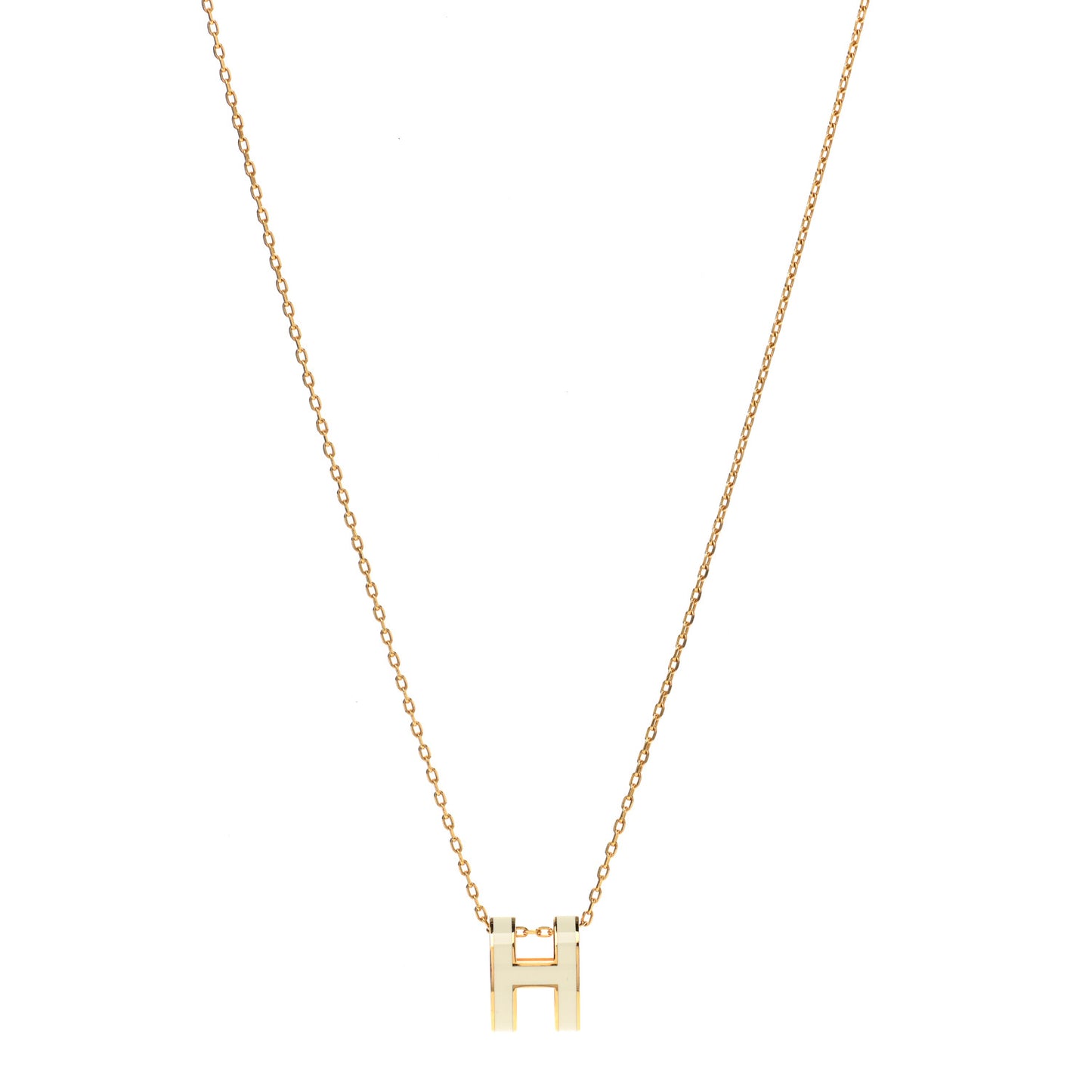 Lacquered Gold Mini Pop H Pendant Necklace White
