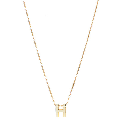 Hermes Lacquered Gold Mini Pop H Pendant Necklace White 1 of 5
