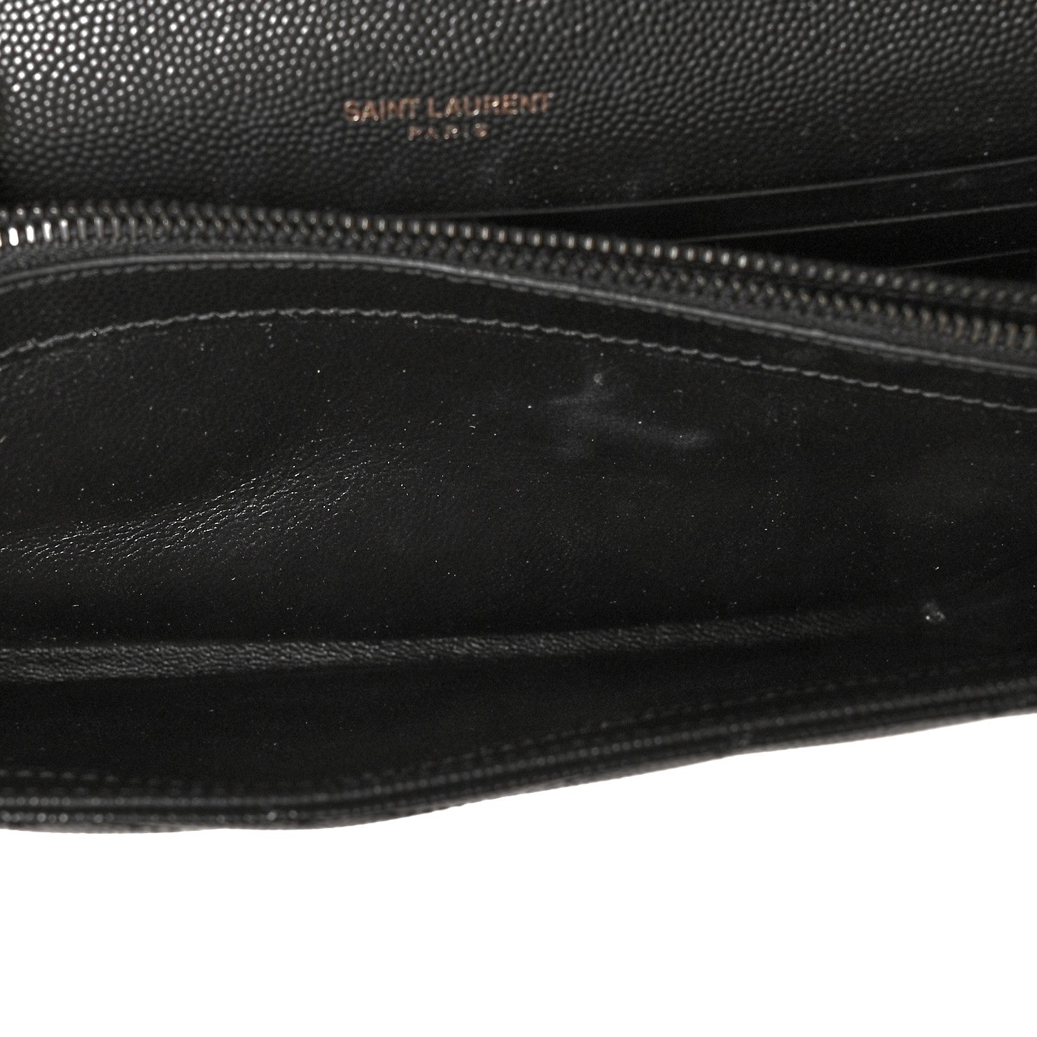 Saint Laurent Grain De Poudre Matelasse Chevron Monogram Chain Wallet Black 4 of 10