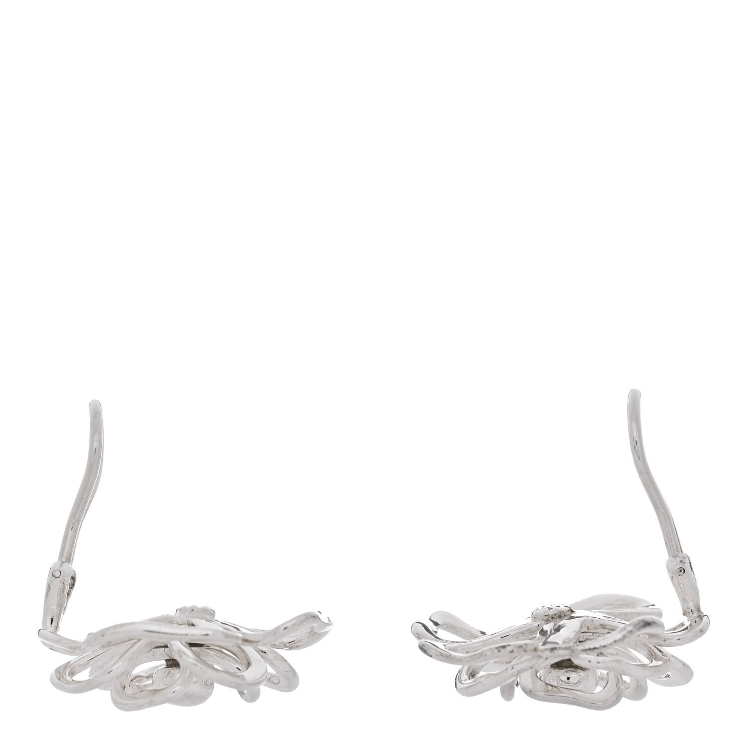 Chanel Sterling Silver Camellia Clip On Earrings 3 of 5