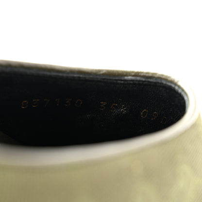 Gucci New Canvas Monogram GG Granada Kid Womens Horsebit Mules 35.5 Green 9 of 10