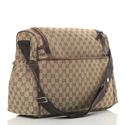 Gucci Monogram Natural Pigskin Large Diaper Bag Beige Ebony Cocoa Dark Chocolate 2 of 9