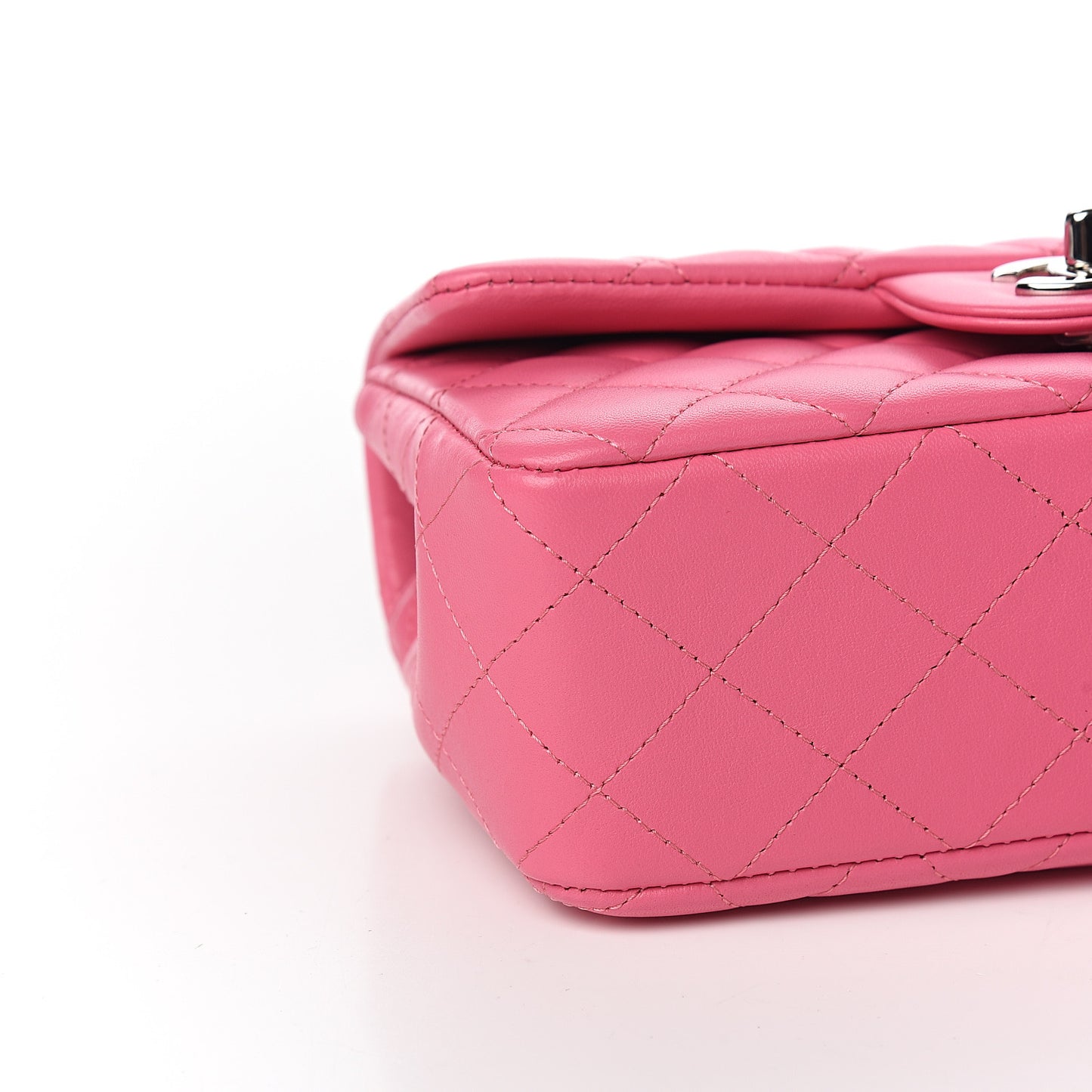 Lambskin Quilted Mini Rectangular Flap Pink