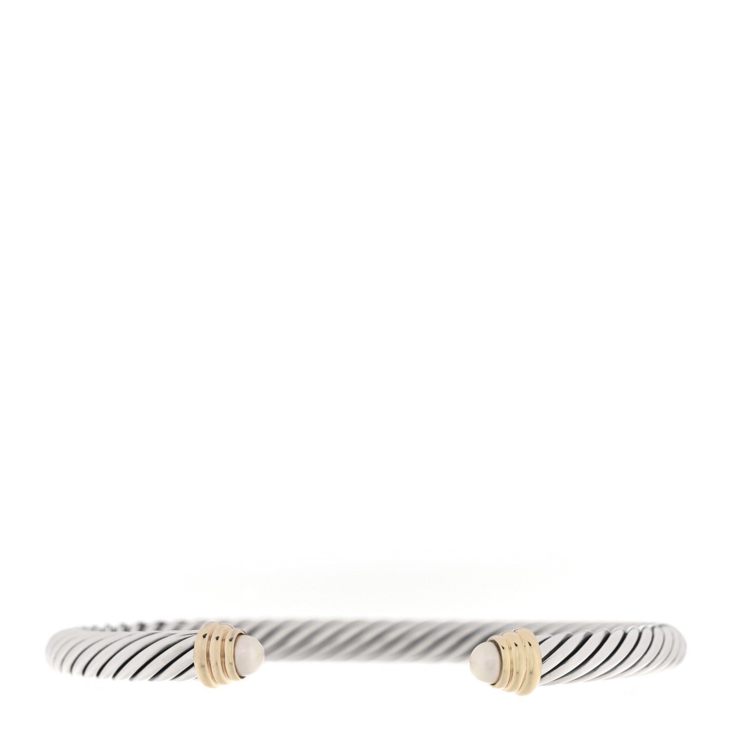 David Yurman Sterling Silver 14K Yellow Gold Pearl 5mm Cable Classics Petite Color Bracelet 1 of 3