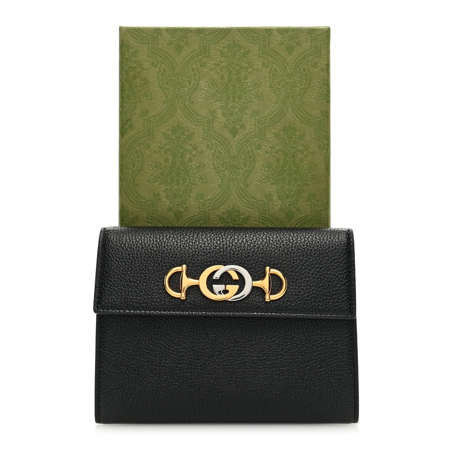 Gucci Grainy Calfskin Zumi Flap Card Case Black 7 of 7