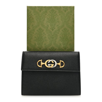 Gucci Grainy Calfskin Zumi Flap Card Case Black 7 of 7