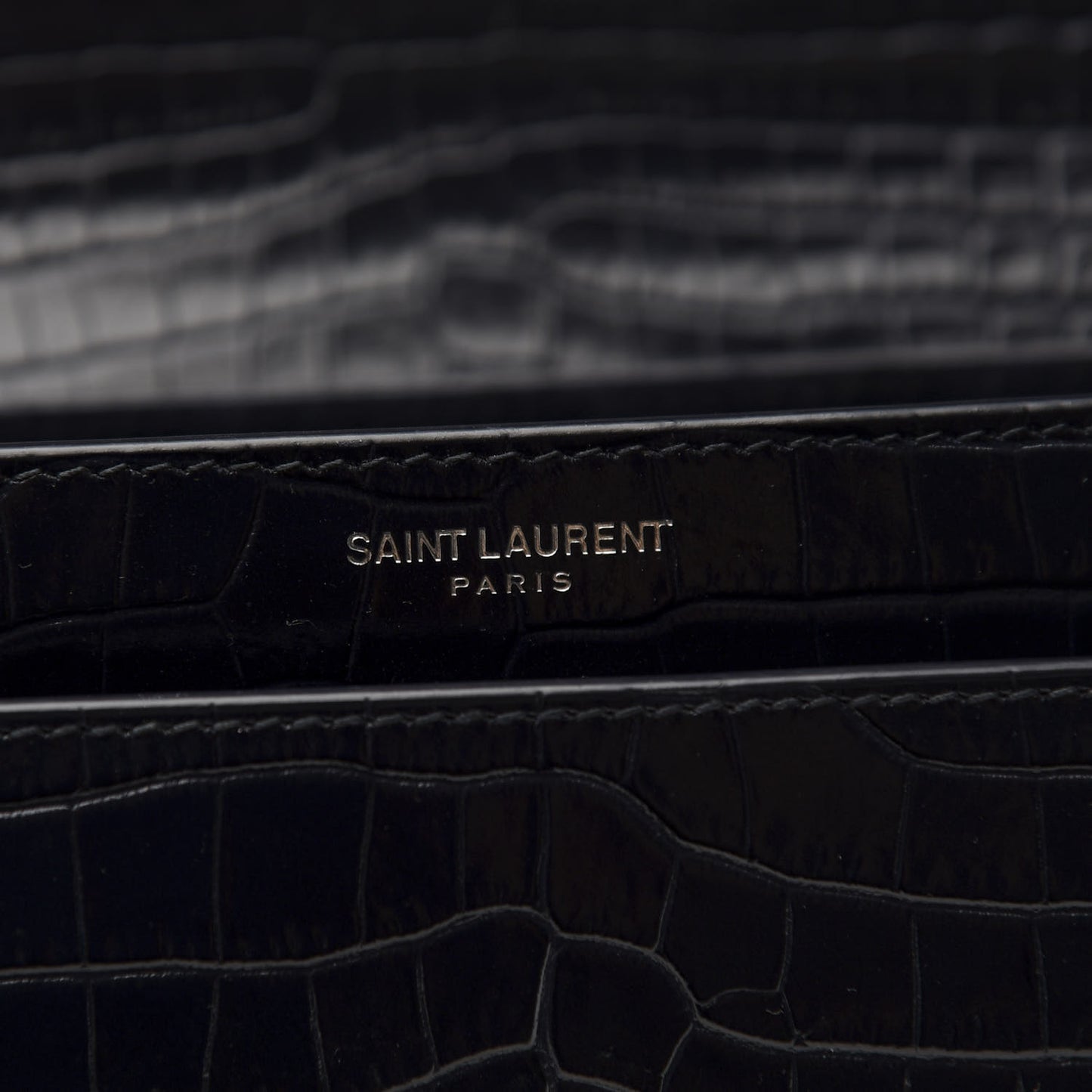 Calfskin Crocodile Embossed Medium Monogram Sunset Navy