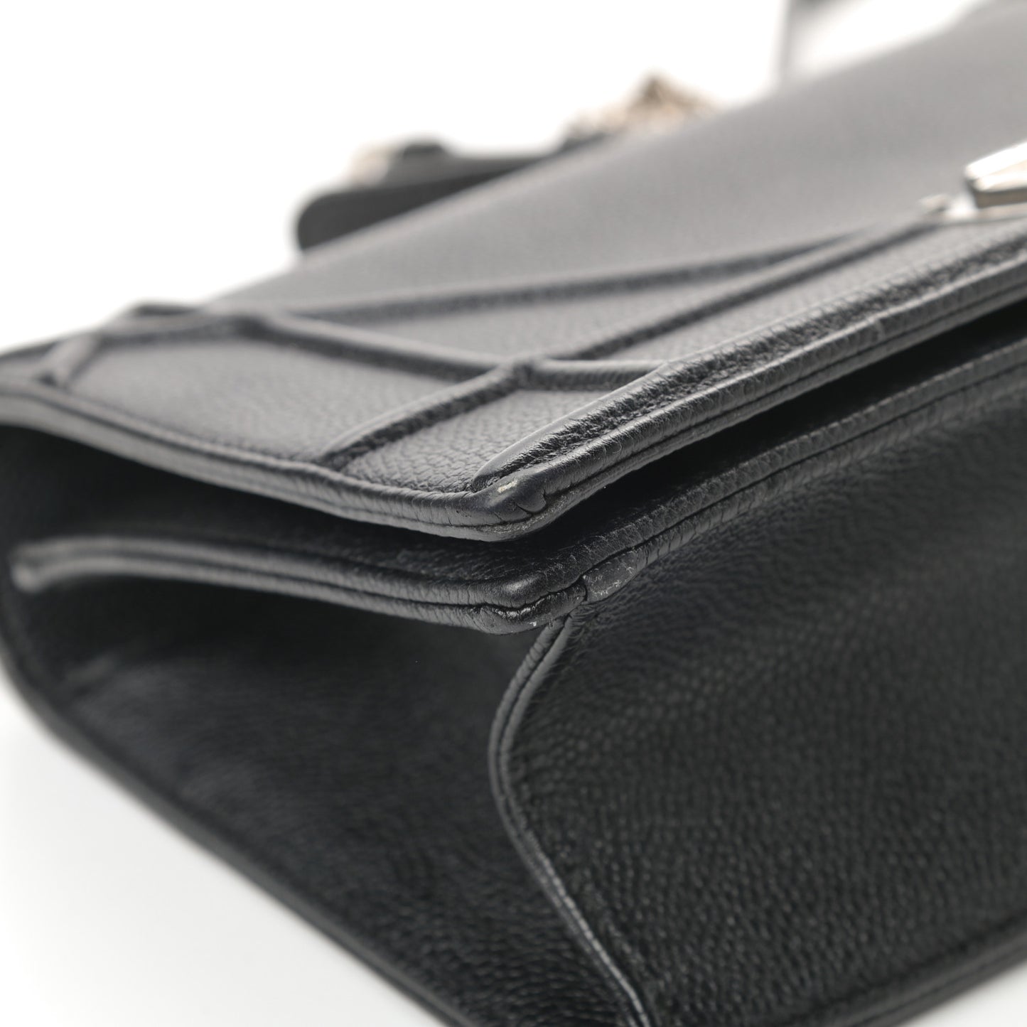 Grained Calfskin Small Diorama Flap Bag Black