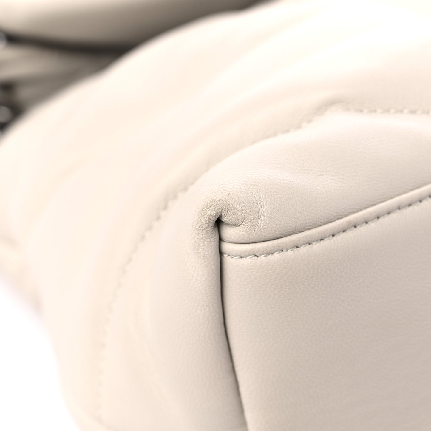 Lambskin Quilted Medium Loulou Puffer Monogram Chain Satchel Crema Soft
