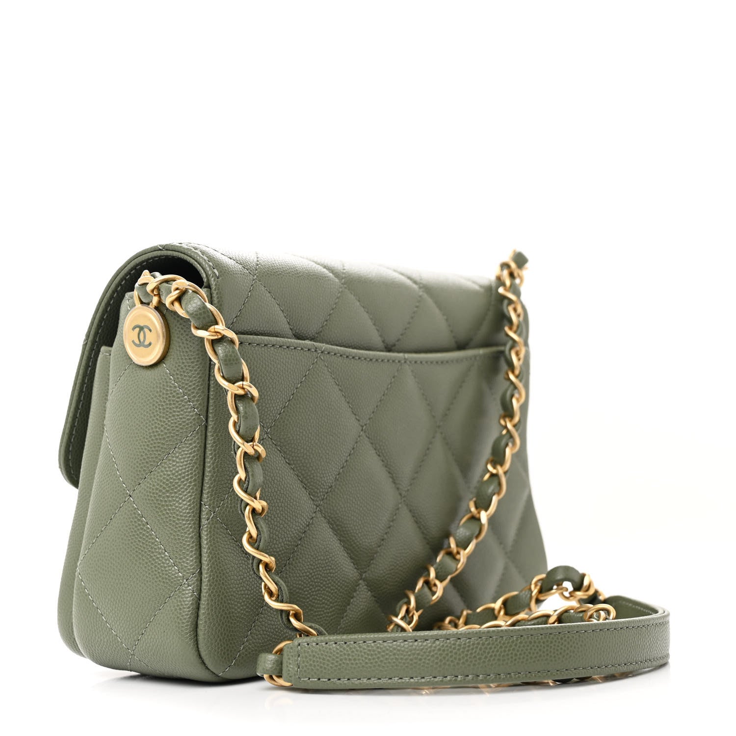 Chanel Shiny Caviar Quilted Mini Flap Khaki 3 of 11