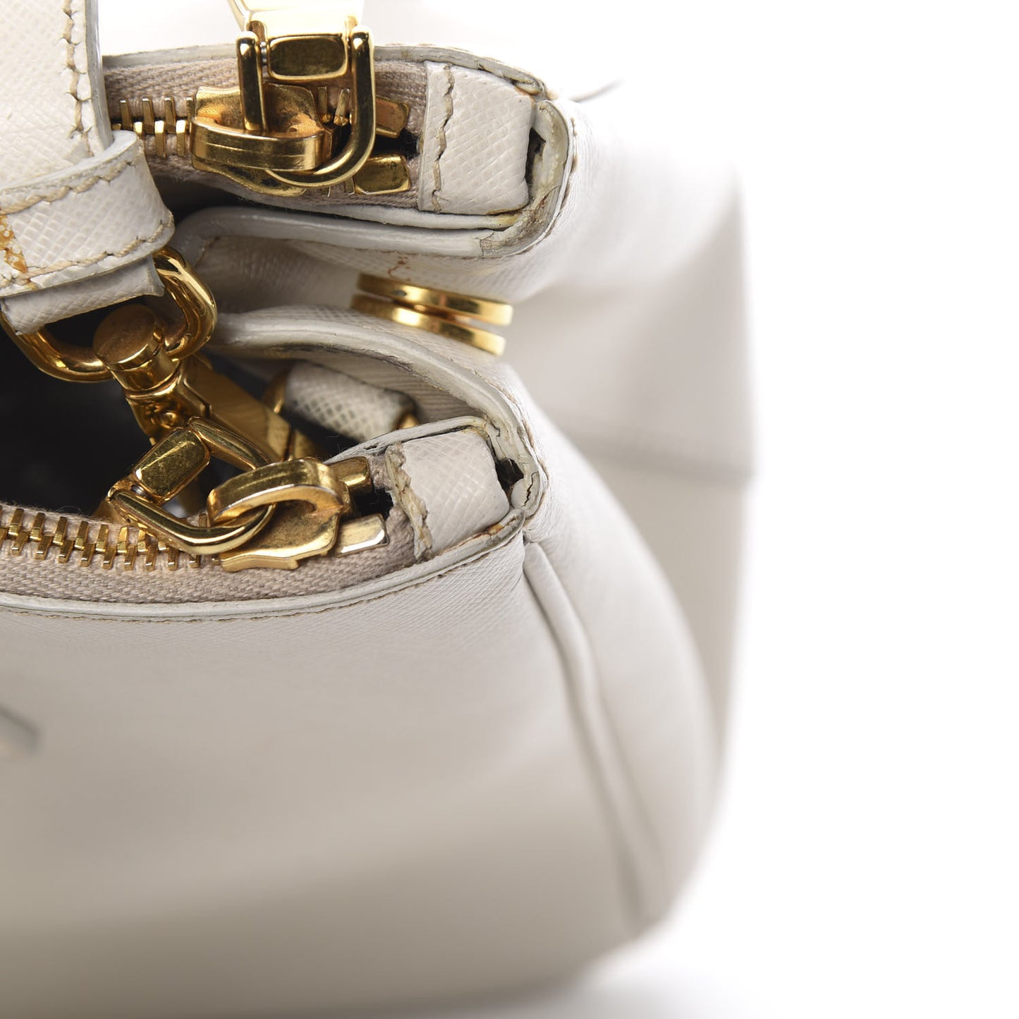 Saffiano Small Galleria Double Zip Tote Talco