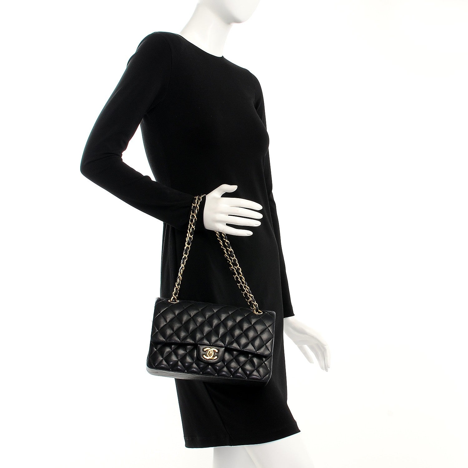 Chanel Lambskin Quilted Medium Double Flap Black 2 of 15