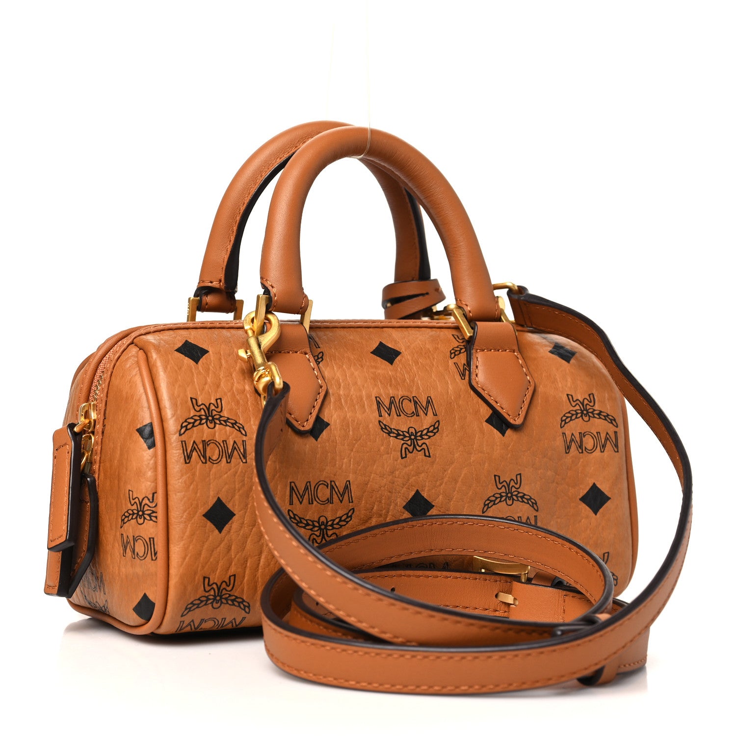 MCM Visetos Mini Ella Boston Bag Cognac 3 of 10