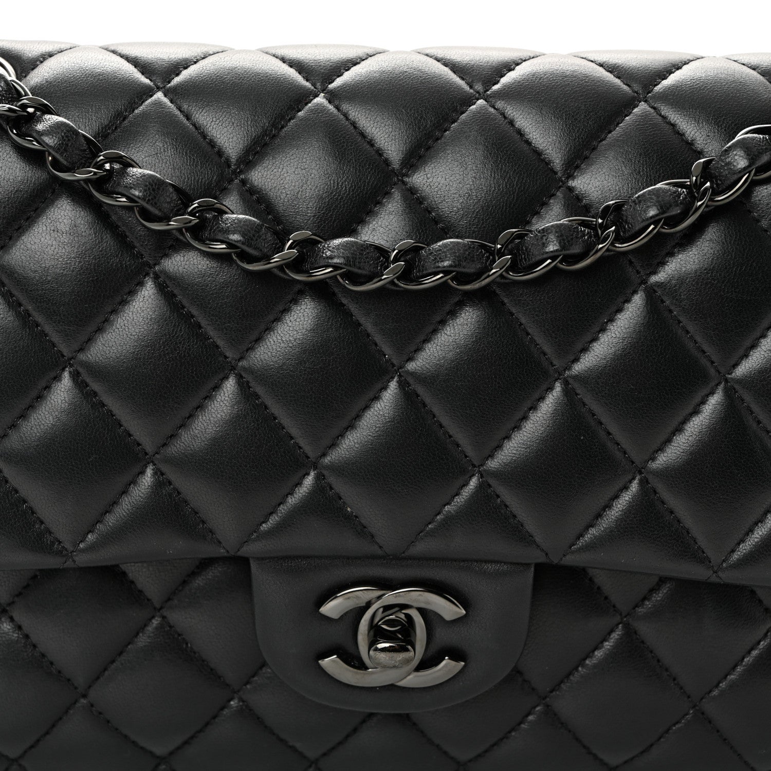 Chanel Lambskin Quilted Medium Double Flap So Black 8 of 12