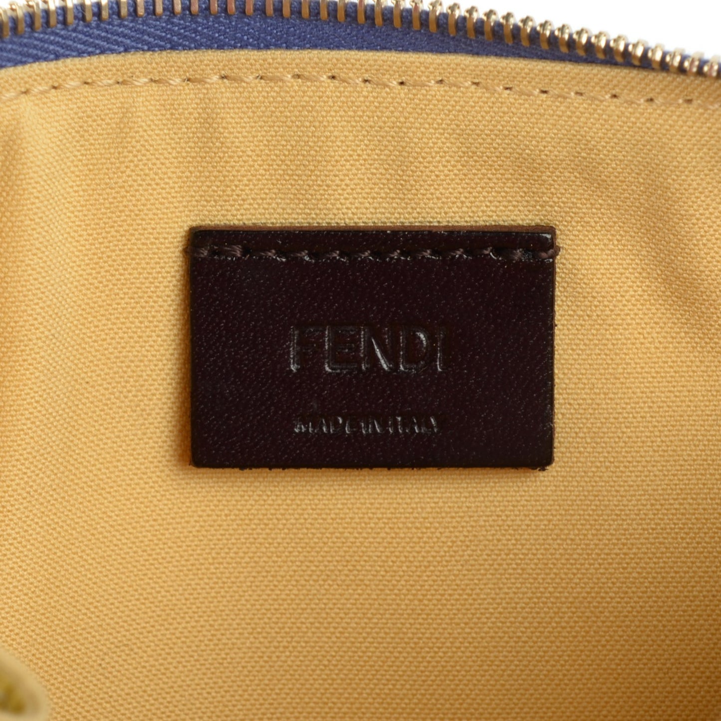 Glazed Fabric Vitello Elite Fendi Roma Zip Pouch Cassis Paglia