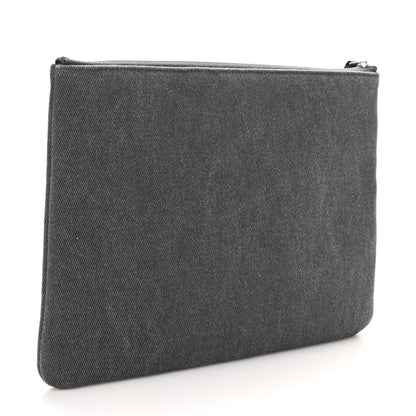 Chanel Canvas Sequins Medium Deauville Cosmetic Pouch Grey 3 of 9