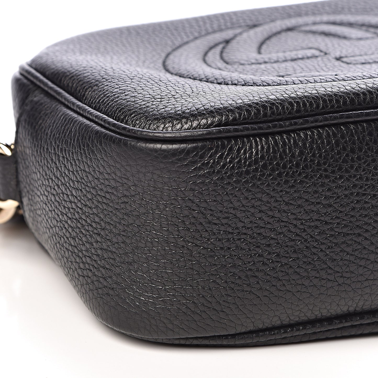 Pebbled Calfskin Small Soho Disco Bag Black