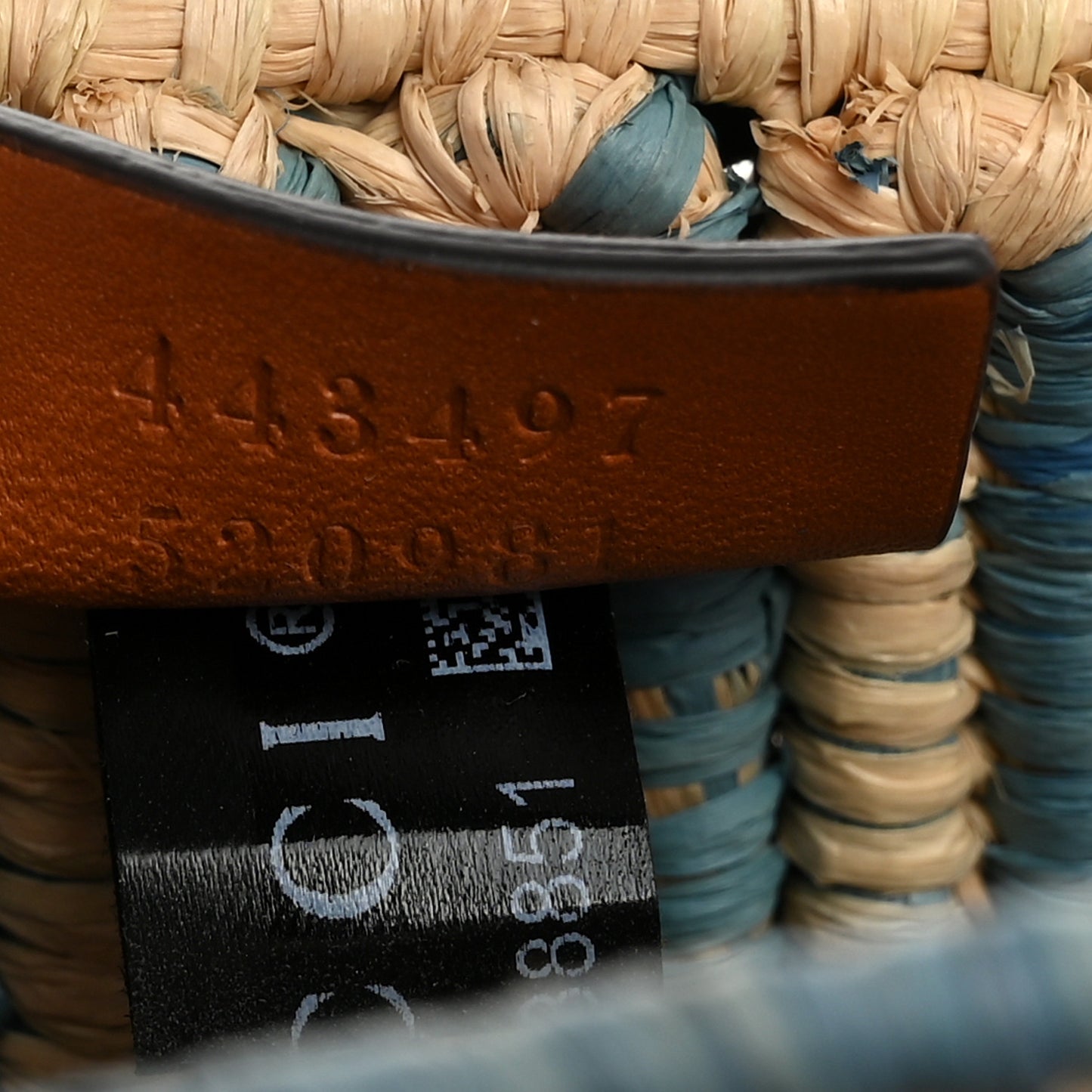 Raffia Woven Small GG Marmont Shoulder Bag Natural Light Blue