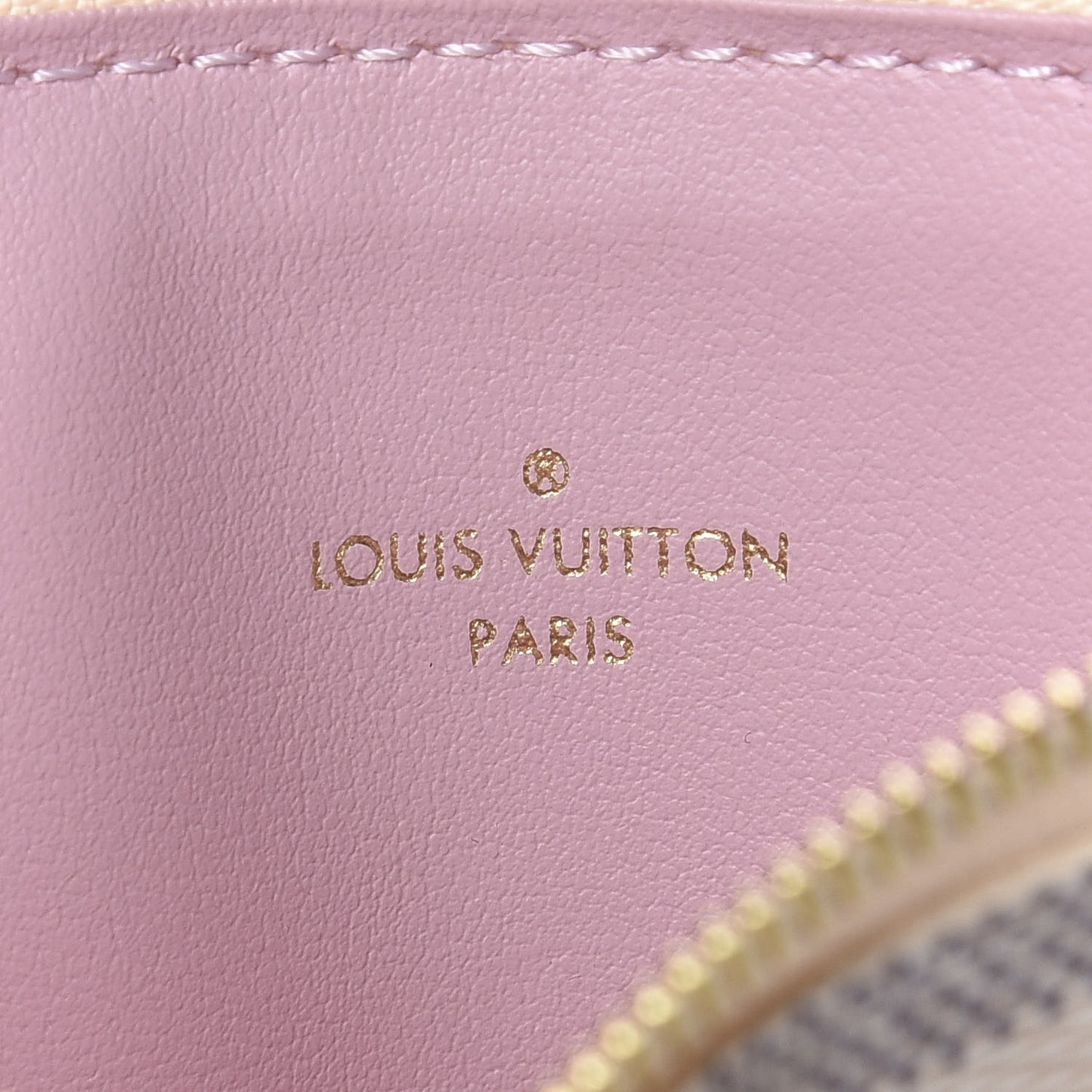 Damier Azur Felicie Chain Wallet Zippered Insert Rose Ballerine