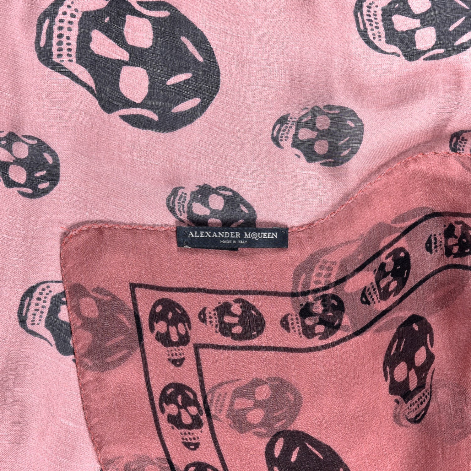 Alexander McQueen Silk Chiffon Skull Scarf Pink Black 4 of 4