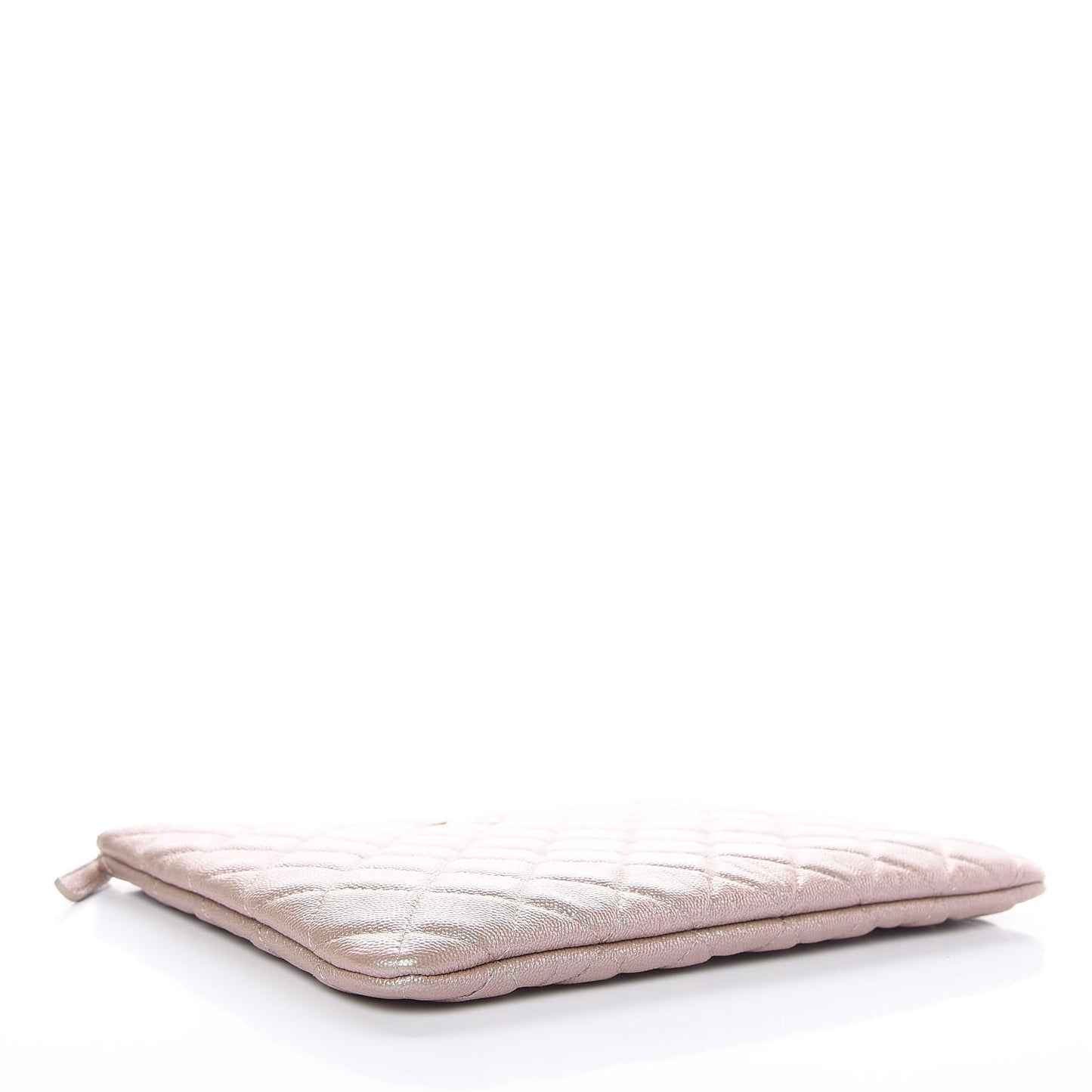 Iridescent Caviar Quilted Medium Cosmetic Case Beige