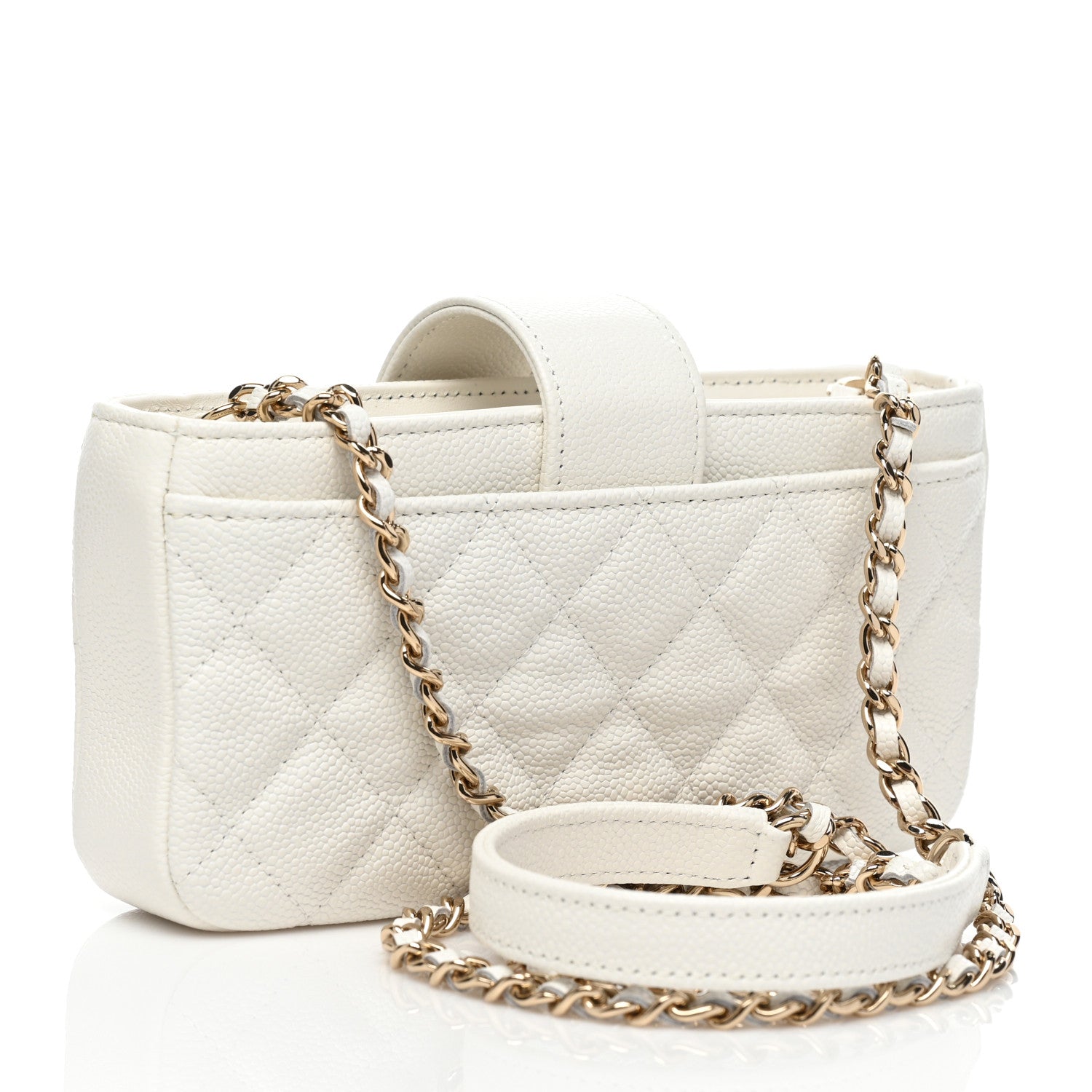 Chanel Caviar Quilted Business Affinity Phone Holder With Chain White 3 of 13