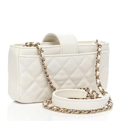 Chanel Caviar Quilted Business Affinity Phone Holder With Chain White 3 of 13