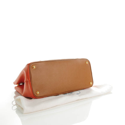 Prada Saffiano Lux Colorblock Medium Galleria Double Zip Tote Caramel Papaya 4 of 8