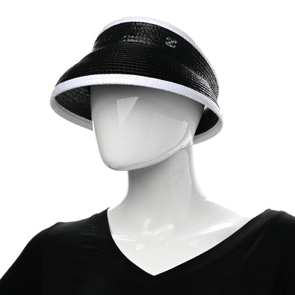 Chanel Straw Cotton CC Visor M Black White 2 of 9