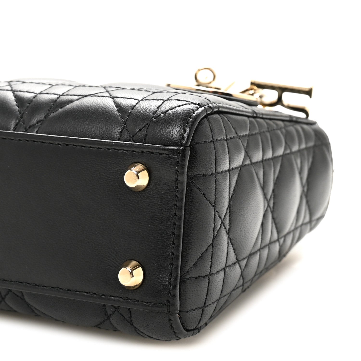 Christian Dior Lambskin Cannage Mini Lady Dior Black 9 of 10