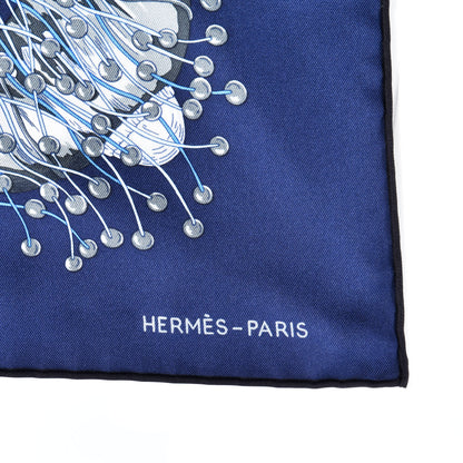 Hermes Silk Bracelets de Lumiere Scarf 90 Marine Bleu Dur Gris 4 of 4