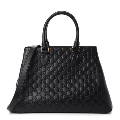 Gucci Soft Guccissima Signature Top Handle Tote Bag Black 1 of 10
