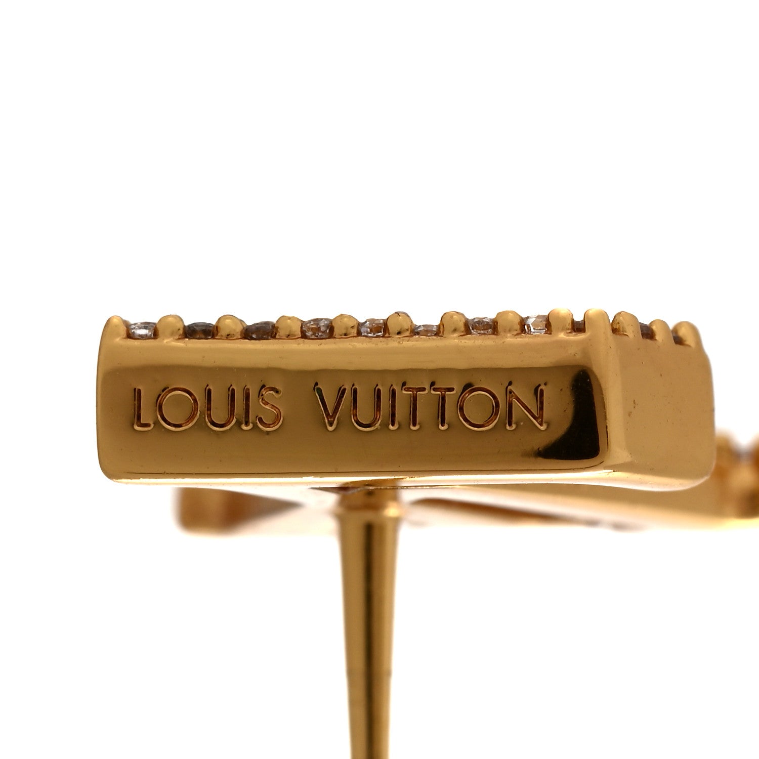 Louis Vuitton Metal Crystal LV Iconic Earrings Gold 5 of 6