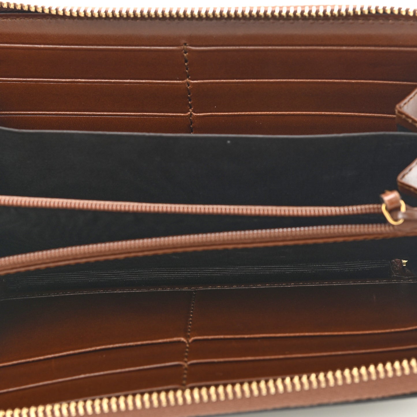 GG Supreme Monogram Cuoio Toscano Zip Around Wallet Beige Ebony Cuir