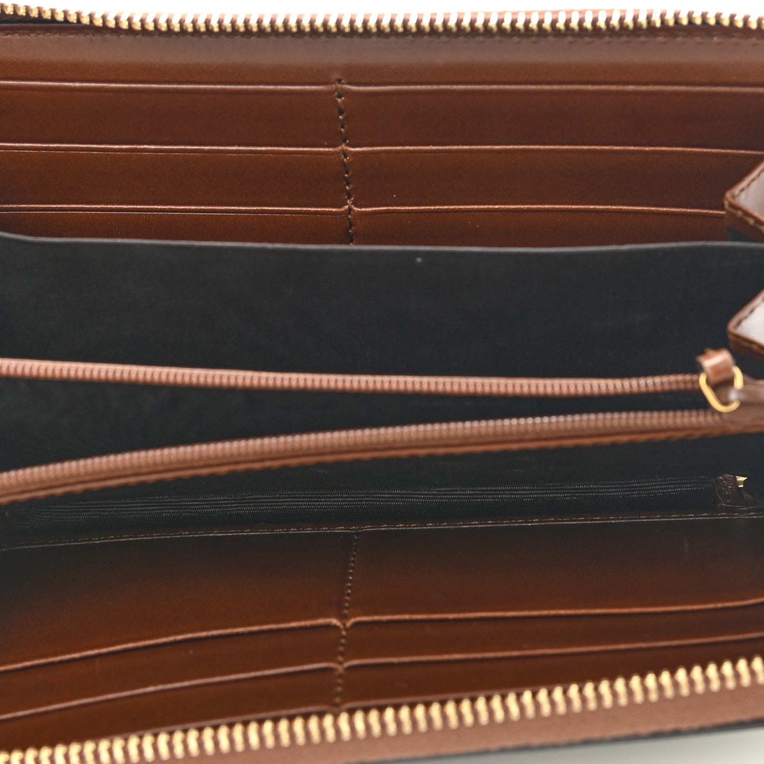 Gucci GG Supreme Monogram Cuoio Toscano Zip Around Wallet Beige Ebony Cuir 5 of 8