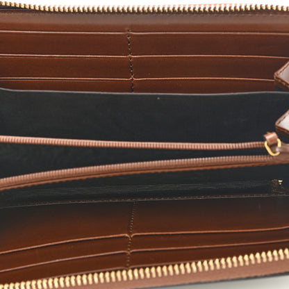 Gucci GG Supreme Monogram Cuoio Toscano Zip Around Wallet Beige Ebony Cuir 5 of 8