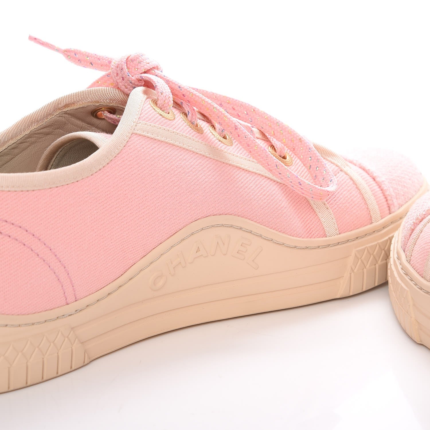 Chanel Fabric Tweed Low Top Sneakers 38 Pink 12 of 13