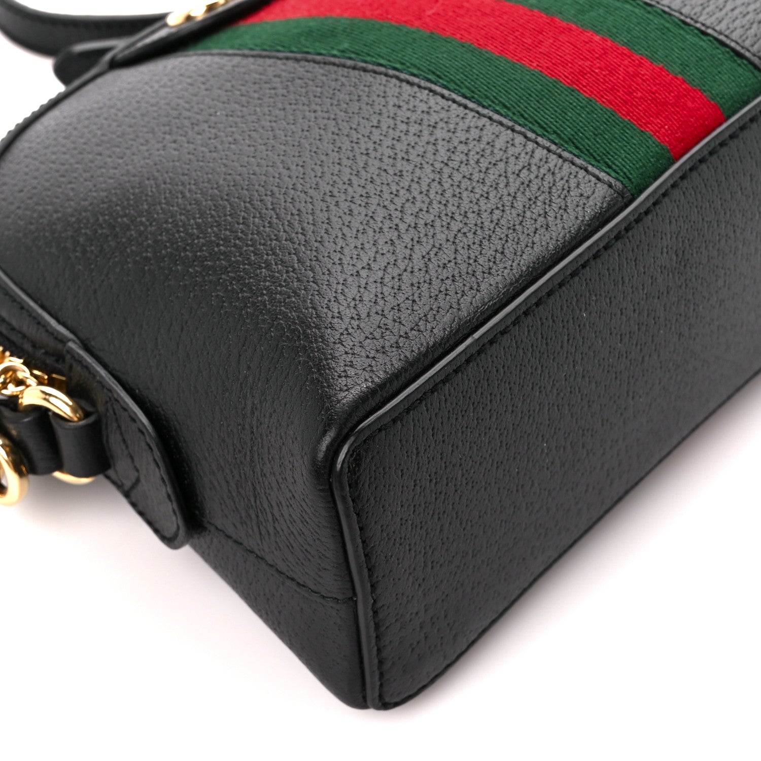 Gucci Calfskin GG Web Small Ophidia Dome Shoulder Bag Black 10 of 12